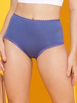 Clovia - Blueberry Pancake High Waist Hipster Panty in Royal Blue - Cotton