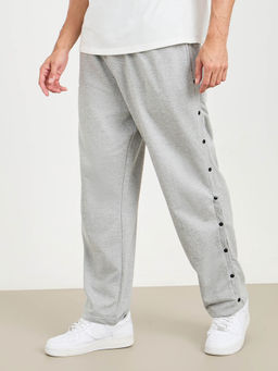 Styli - Men Solid Relaxed Fit Trackpant Grey Melange Cotton