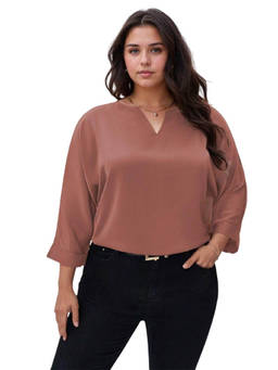 KOTTY - Womens Penny Brown Pull On Round Neck Top
