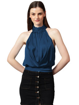 KOTTY - Womens Solid Sleeveless Regular Fit Regal Blue Top