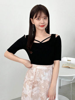 KOTTY - Womens Solid Half Sleeve Regular Fit Registration Black Top