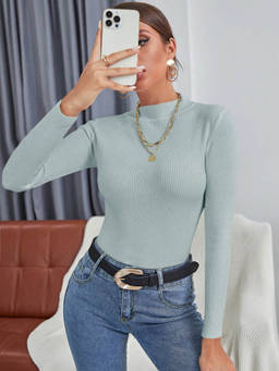 KOTTY - Womens Solid Long Sleeve Regular Fit Jade Green Top