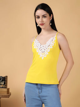 KOTTY - Womens Solid Yellow Shoulder Straps Top - Stylish and Comfortable Fashion Wear