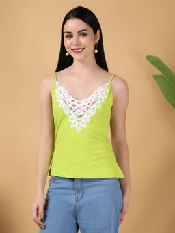 KOTTY - Womens Solid Green Shoulder Straps Top - Stylish and Comfortable Fashion Wear