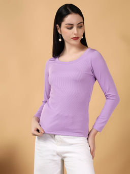 KOTTY - Womens Solid Purple Round Neck Top - Stylish and Comfortable Fashion Wear