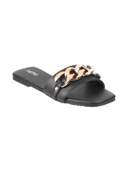Metro - Womens Black Flat Mules Metro Women Black Synthetic Braided Flats
