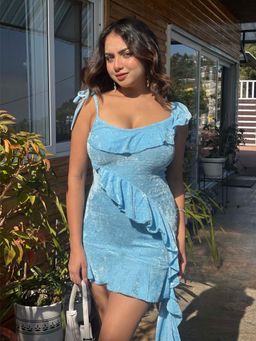 Tandul - Blue Velvet Sleeveless Dress