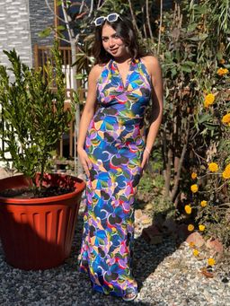 Tandul - Multi-Color Lycra Sleeveless Dress