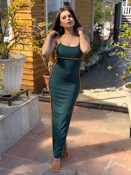 Tandul - Green Lycra Sleeveless Dress
