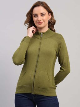 Monte Carlo - Green Wool Blend Full Sleeves Cardigan