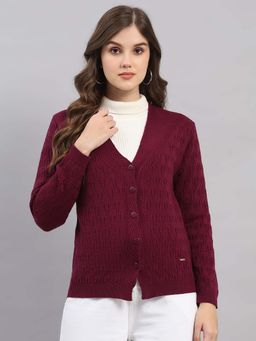 Monte Carlo - Purple Wool Blend Full Sleeves Cardigan