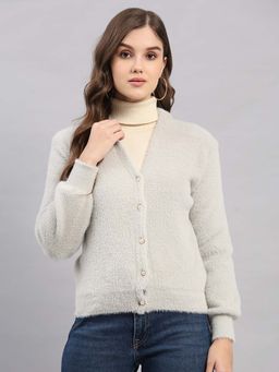 Monte Carlo - Grey Wool Blend Full Sleeves Cardigan
