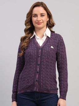 Monte Carlo - Purple Wool Blend Full Sleeves Cardigan