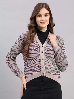 Monte Carlo - Pink Wool Blend Full Sleeves Cardigan