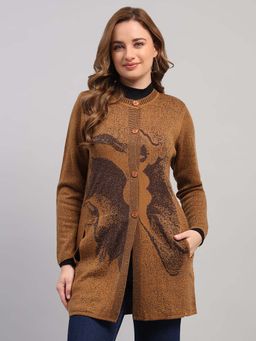 Monte Carlo - Brown Wool Blend Full Sleeves Cardigan