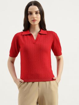 United Colors of Benetton - Red Pure Cotton Half Sleeves Sweater