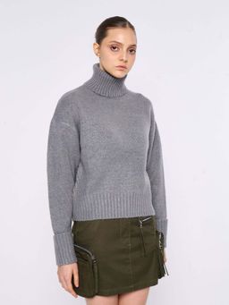 Silvian Heach - Grey Acrylic Full Sleeves Sweater
