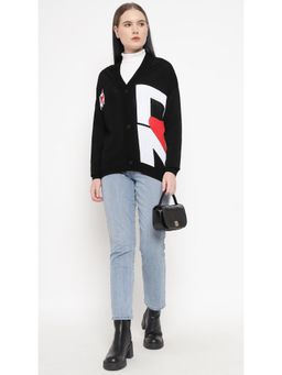 DKNY - Black Viscose Full Sleeves Cardigan