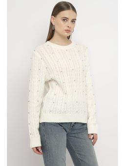 Salsa Jeans - Off White Nylon Full Sleeves Sweater