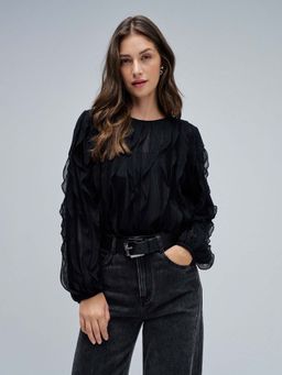 Salsa Jeans - Black Polyester Full Sleeves Sweater