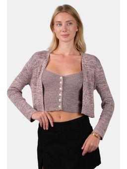 Virgio - Grey Viscose Full Sleeves Cardigan