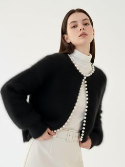 Outzidr - Black Polyester Full Sleeves Cardigan