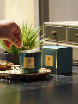 Pure Home + Living - Teal Scented Wax Filled Candle Jar - Rose & Summer Berry