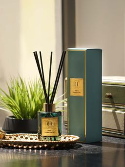 Pure Home + Living - Teal Scented Glass Diffuser - Rose & Summer Berry