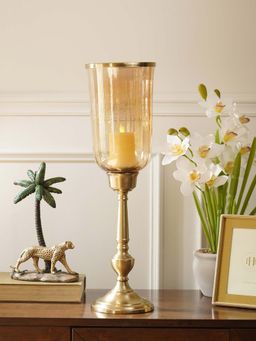 Pure Home + Living - Amber Glass Hurricane Tall Candle Holder