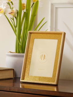 Pure Home + Living - Gold Faux Leather Hammered Photo Frame