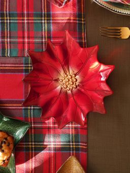 Pure Home + Living - Red Poinsettia Shaped Glass Decorative Platter