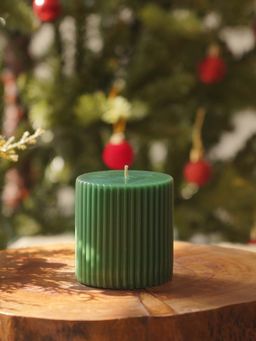 Pure Home + Living - Green Ribbed Pillar Candle
