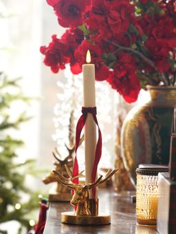 Pure Home + Living - Gold Reindeer Head Tapper Metal Candle Stand
