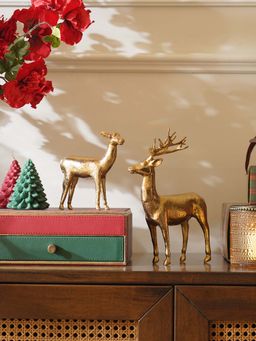 Pure Home + Living - Gold Metal Reindeer with Baby Reindeer
