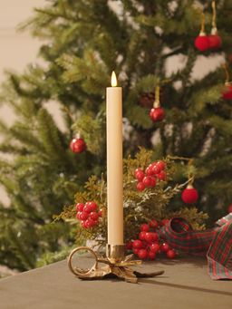 Pure Home + Living - Gold Metal Candle Holder with Leaf Base