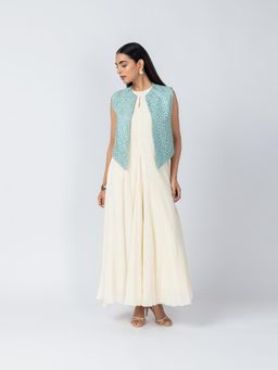 LABEL NAARITI - Blue Mira Dress with Overlays (Set of 2)