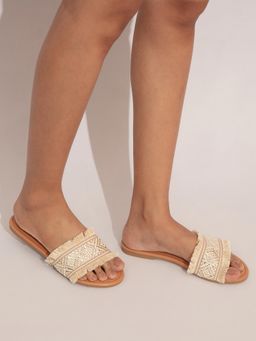 Twenty Dresses by Nykaa Fashion - Off White Woven Geometric Flats