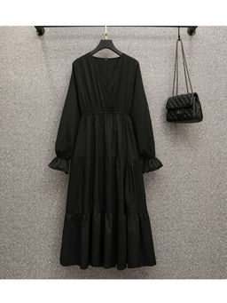 PARTIQ - Black Solid Maxi Dress