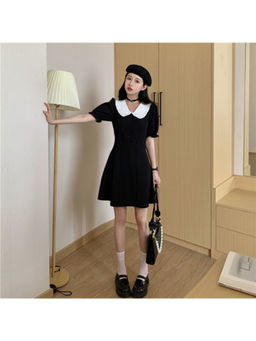 PARTIQ - Women Black Solid Mini Dress