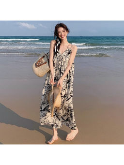 PARTIQ - Women Off White Printed Midi Dress