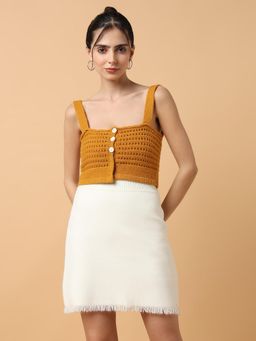 SHOWOFF - Women Solid Bralette Mustard Crop Top