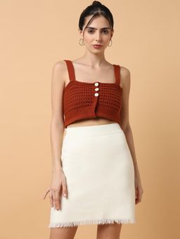 SHOWOFFFF - Women Self Design Bralette Rust Crop Top