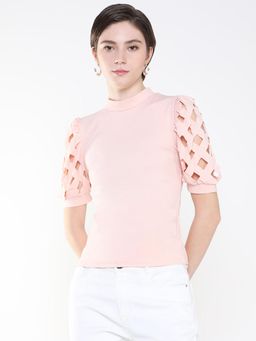 SHOWOFF - Women Solid Peach Fitted Top