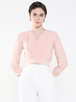 SHOWOFF - Women Solid Peach Crop Top