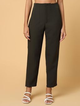 SHOWOFFFF - Women Solid Olive Formal Trouser