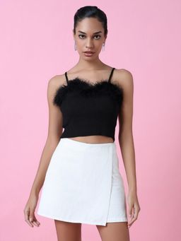 SHOWOFF - Women Black Solid Fitted Crop Top