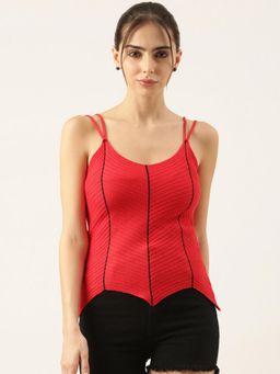SHOWOFF - Women Solid Red Fitted Top