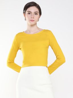 SHOWOFF - Women Solid Yellow Round Neck Top