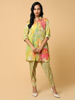 SHOWOFF - Women Printed Green Co-Ord (Set of 2)