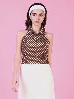SHOWOFF - Women Brown Polka Dots Top